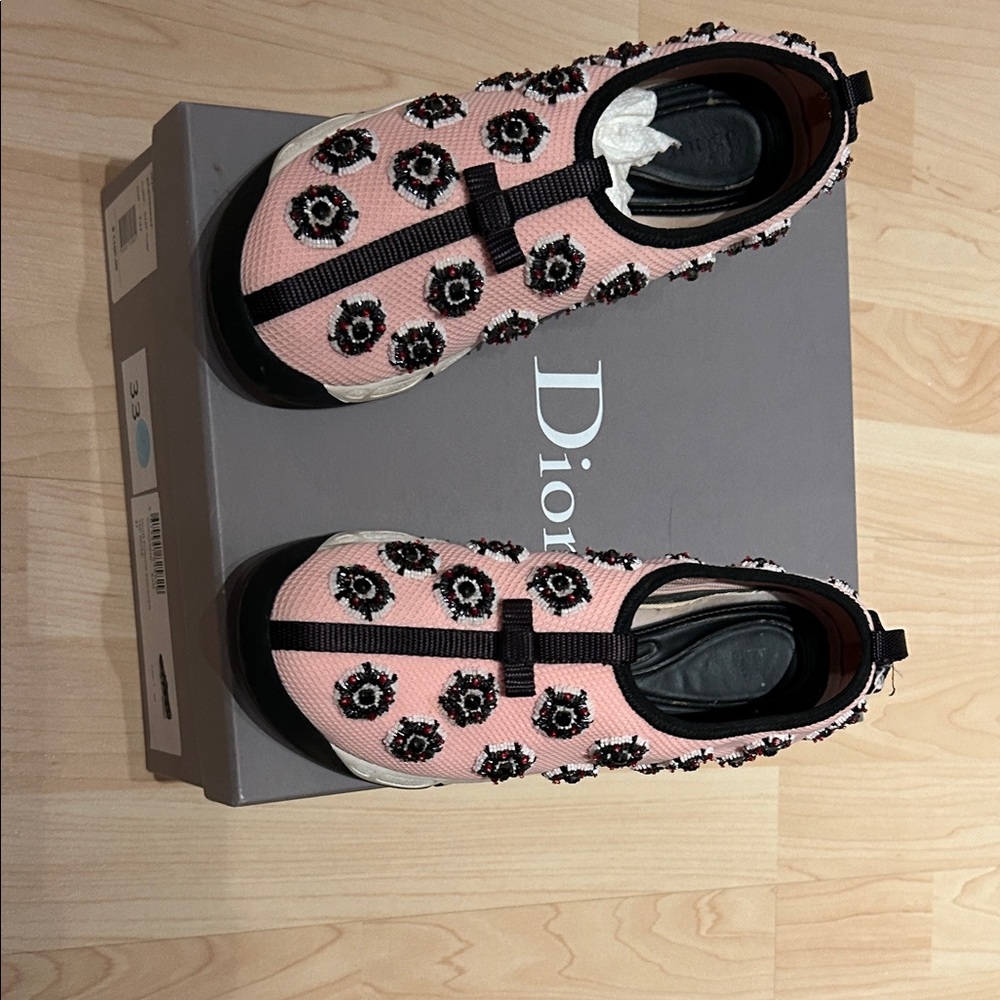 Dior Pink Embellished Sneakers